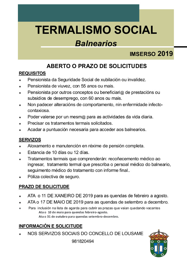 Termalismo social: Balnearios IMSERSO 2019