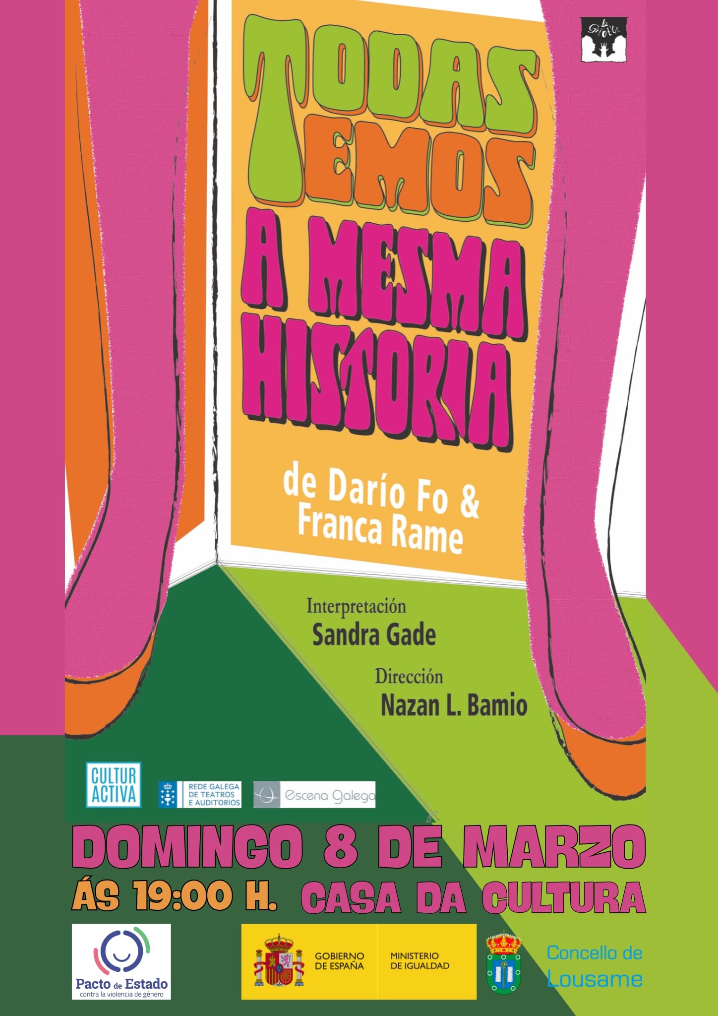A compañía de teatro LaGriot’te visitará o domingo 8 de marzo a Casa da Cultura