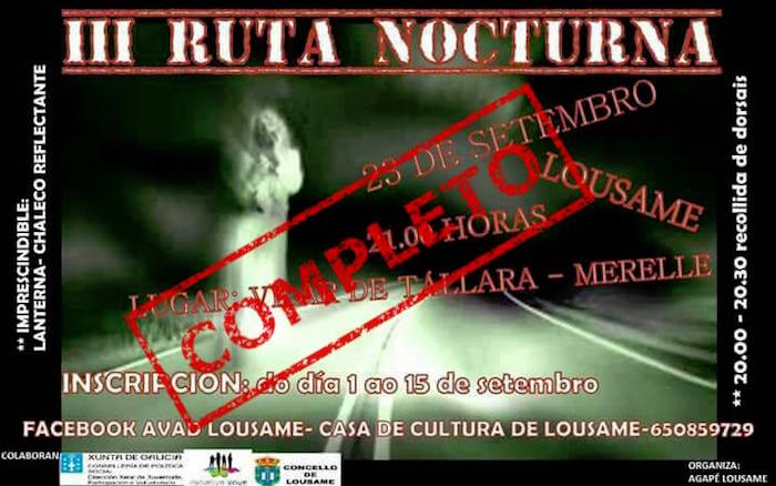 Últimas prazas para participar na terceira edición da Ruta Nocturna organizada polo voluntariado de Lousame